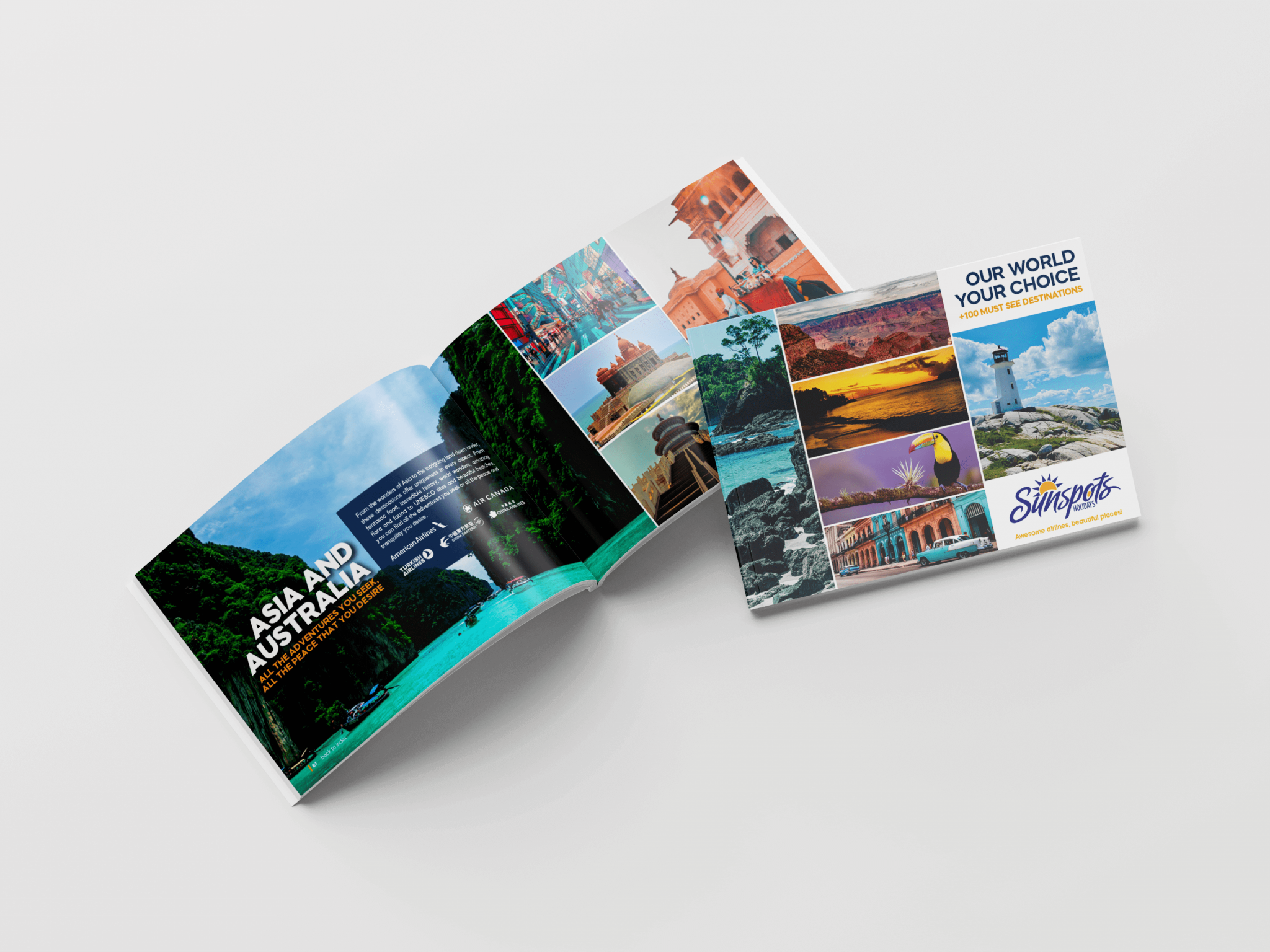 Criação de catálogo Sunspots Holidays - capa e miolo